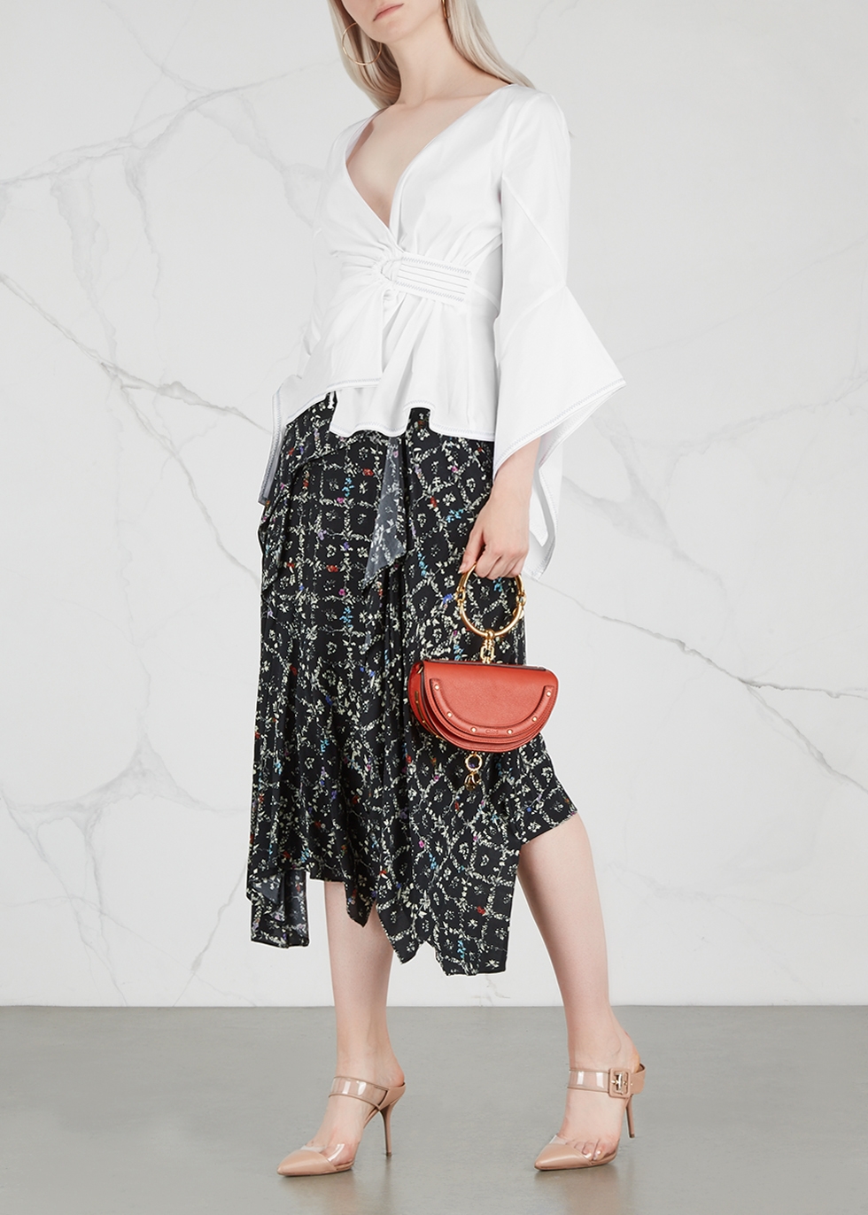 Natasha floral-print midi skirt - Preen Line