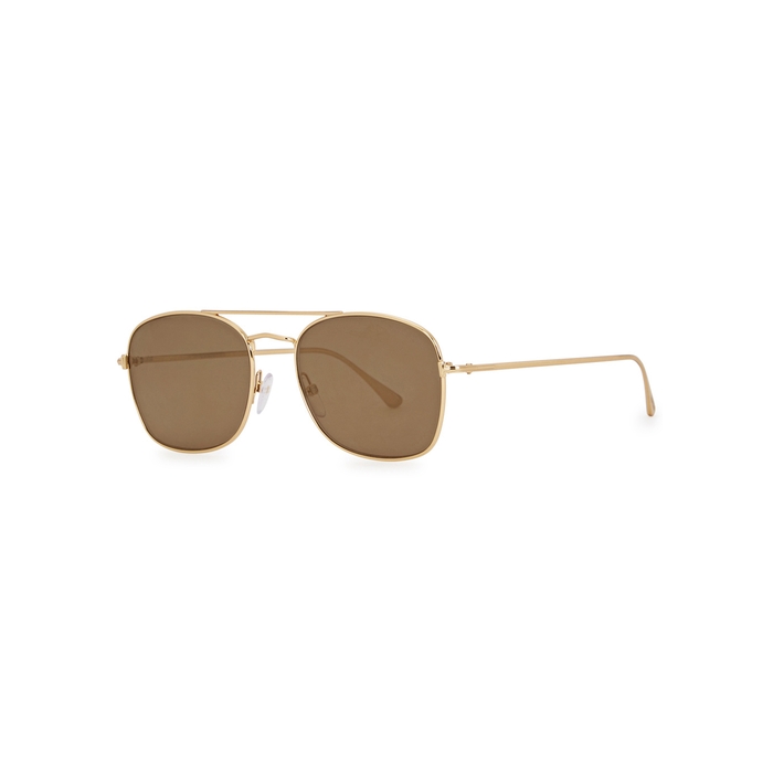 TOM FORD LUCA GOLD TONE MIRRORED SUNGLASSES,2672856