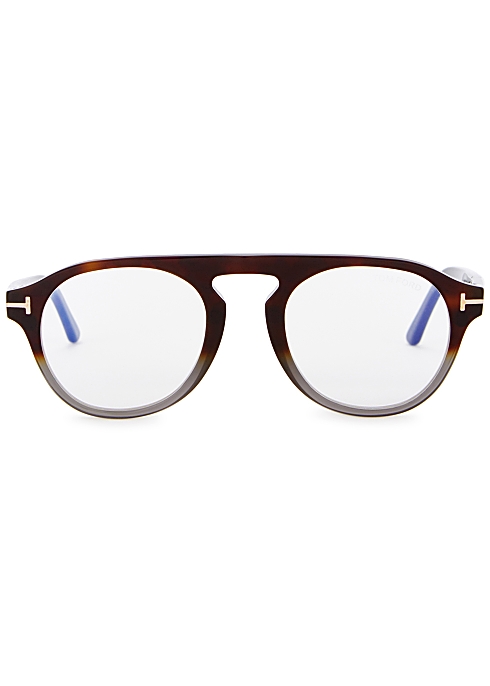 Tom Ford Brown dégradé oval-frame optical glasses - Harvey Nichols