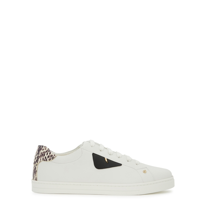FENDI MONSTER WHITE LEATHER TRAINERS