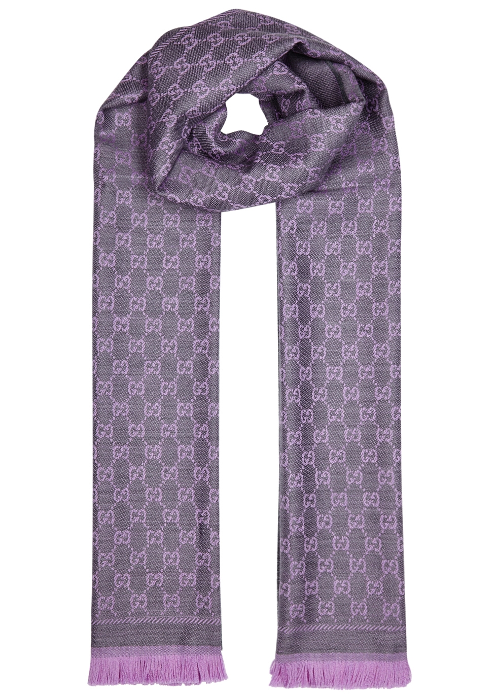 Gucci GG lilac wool jacquard scarf - Harvey Nichols