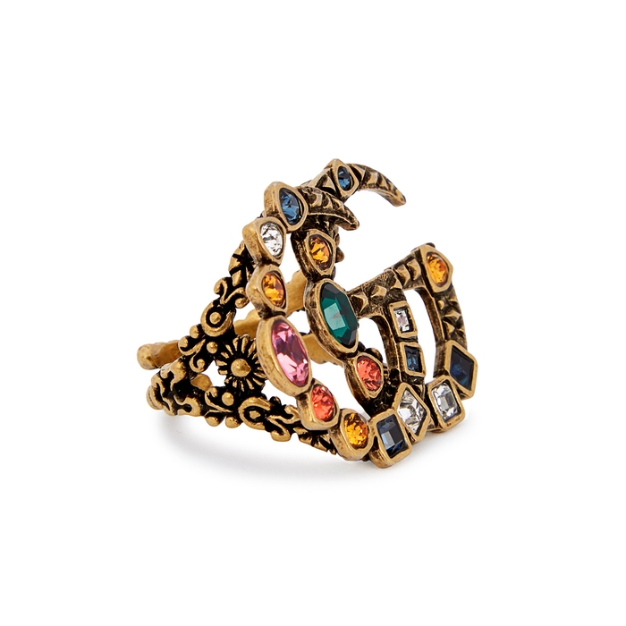 GUCCI GG MARMONT CRYSTAL-EMBELLISHED RING