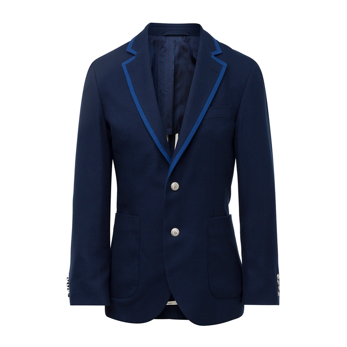 HACKETT PIPED COTTON AND WOOL-BLEND BLAZER