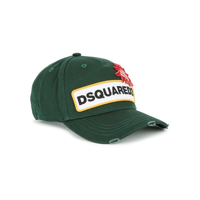 DSQUARED2 GREEN EMBROIDERED COTTON TWILL CAP