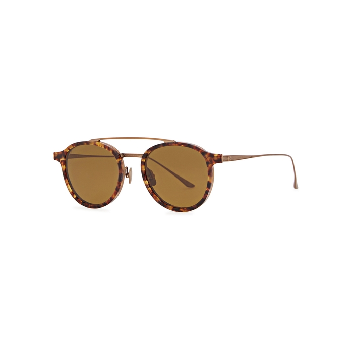 LEISURE SOCIETY CORBUSIER 18CT ANTIQUE GOLD-PLATED SUNGLASSES