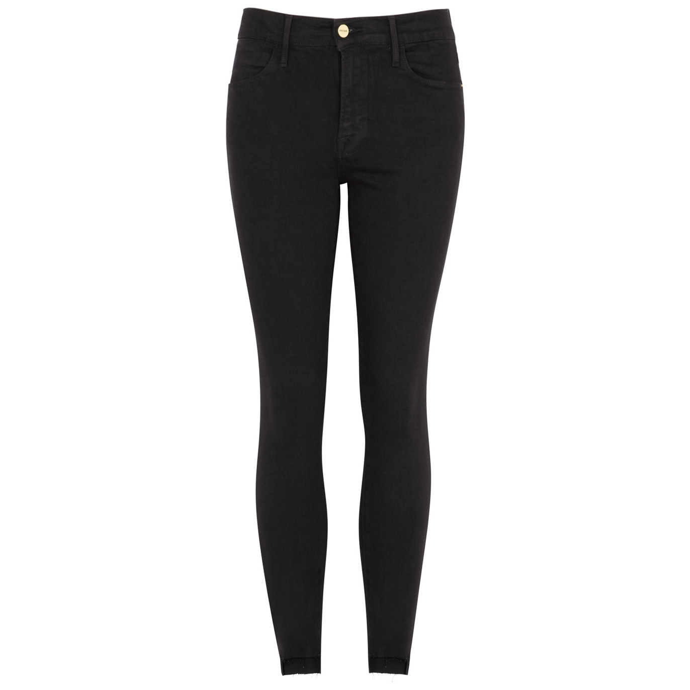 Frame Le High Skinny Raw Stagger Black Jeans - W25