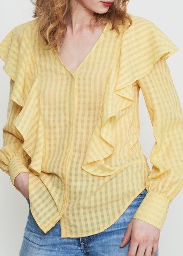 Akane frill v-neck blouse - Kitri