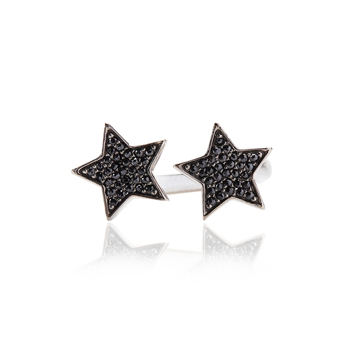 ALINKA JEWELLERY STASIA TWO STAR RING BLACK DIAMONDS,2793702