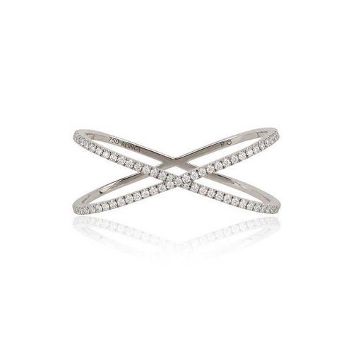 ALINKA JEWELLERY KATIA DUO CROSSOVER TWO-FINGER RING WHITE GOLD,2792690