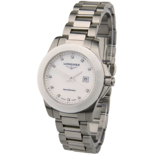 LONGINES LADY CONQUEST STEEL AND CERAMIC L3.257.4.87.7