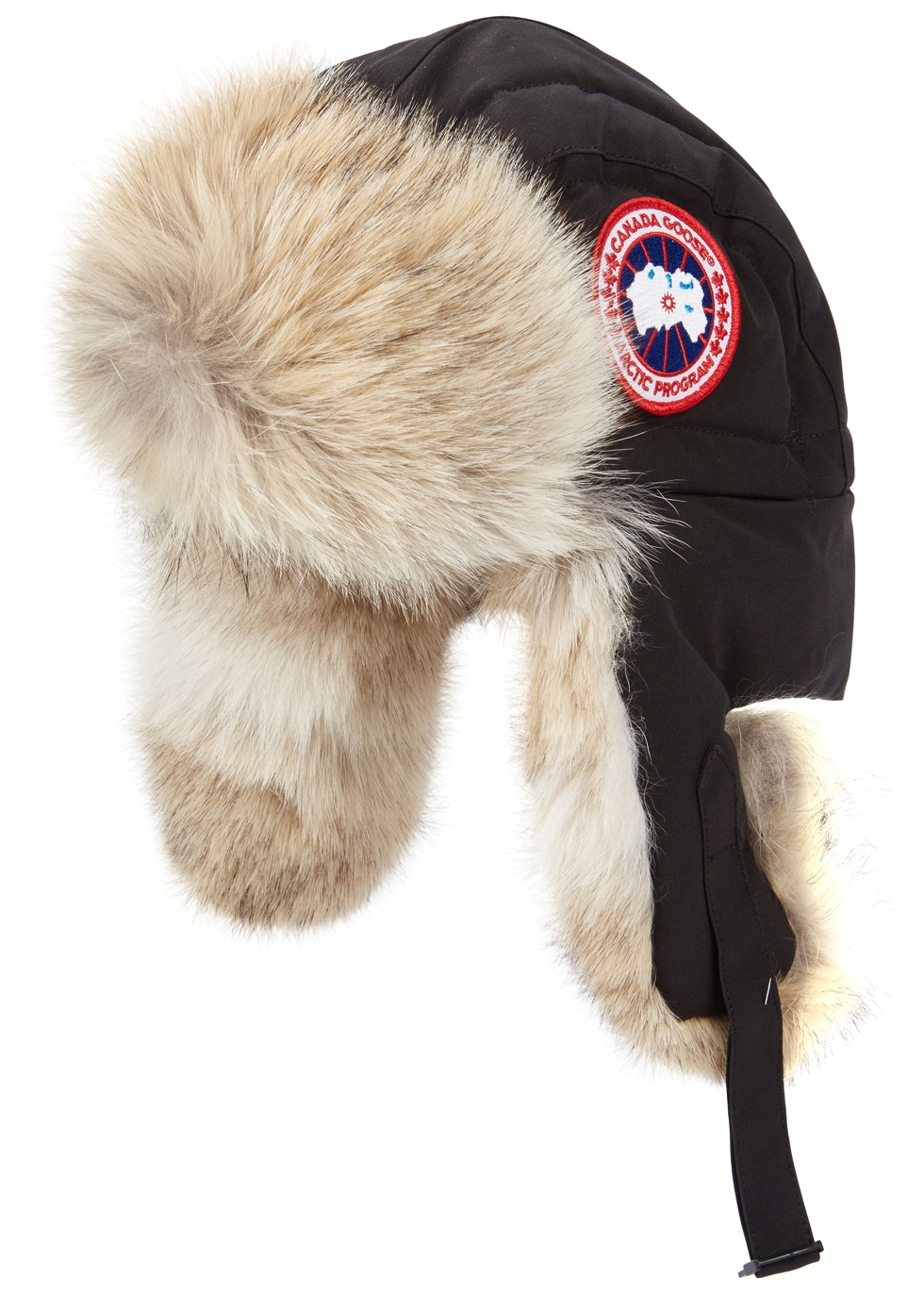 Canada Goose Black fur-trimmed shell aviator hat - Harvey Nichols