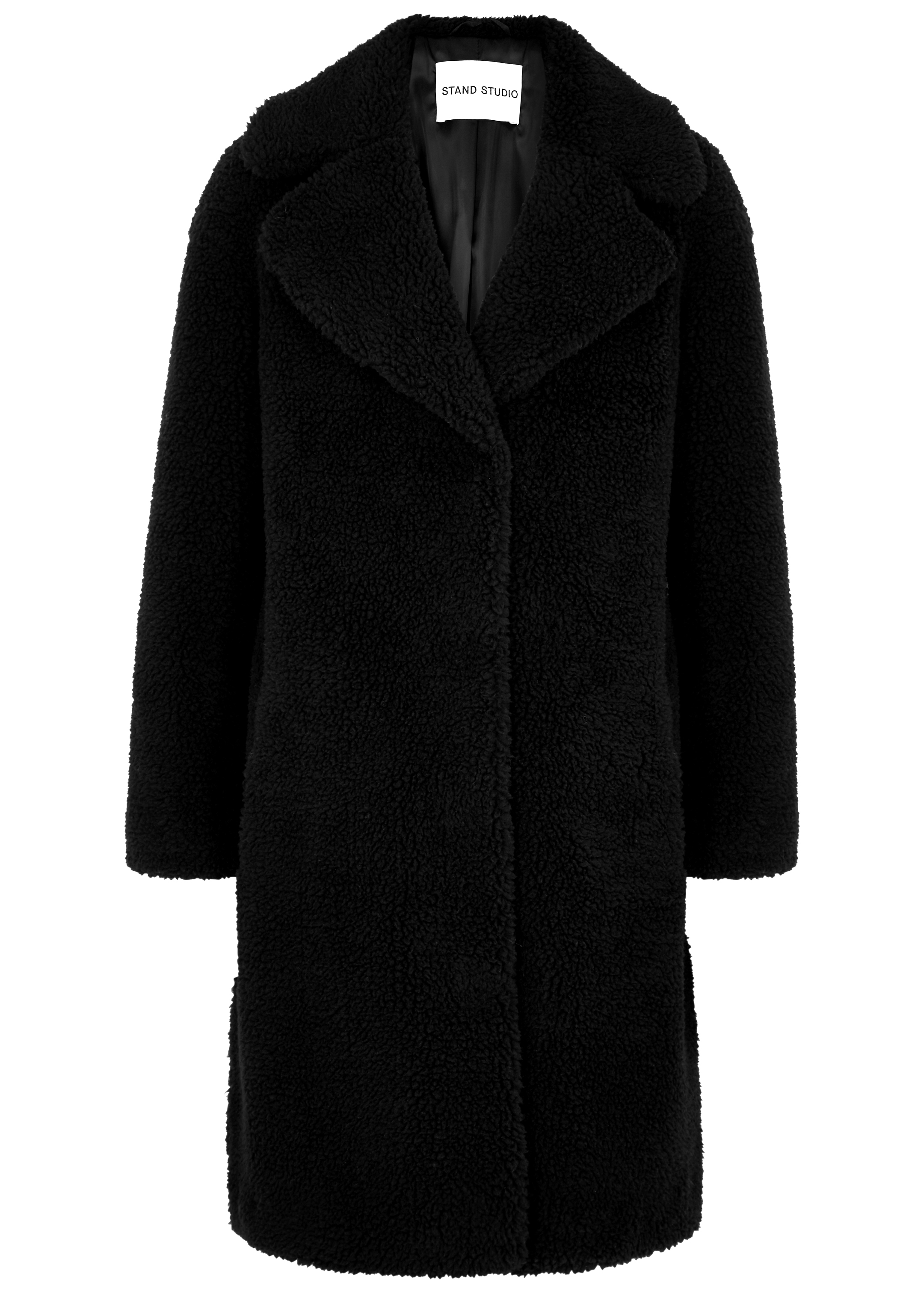 Stand Studio Camille black faux shearling coat - Harvey Nichols