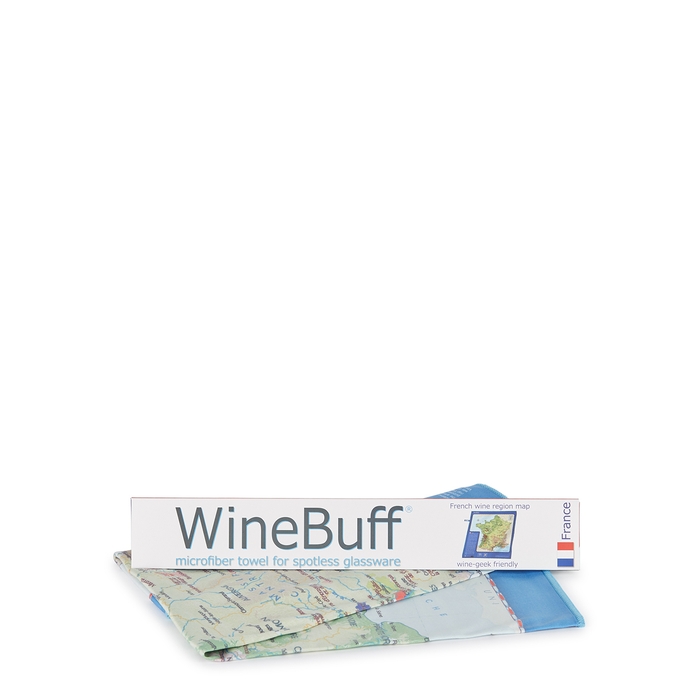 Soiree Wine Buff Microfibre Glass Polishing Cloth - France Map