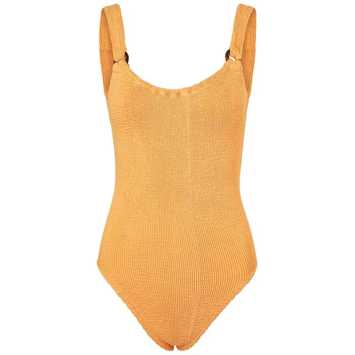 Hunza G Domino Amber Seersucker Swimsuit In Yellow | ModeSens