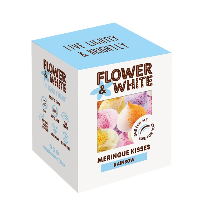 Flower & White Rainbow Fruit Meringue Kisses 75g