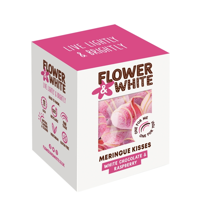 Flower & White White Chocolate & Raspberry Meringue Kisses 75g