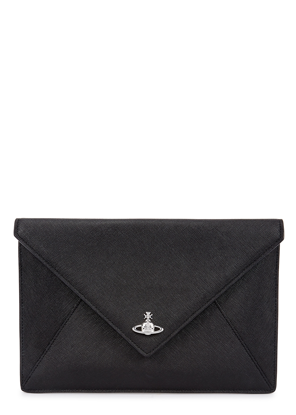 Vivienne Westwood Victoria black saffiano leather clutch - Harvey Nichols