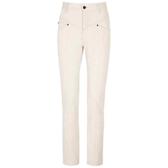 Isabel Marant Lorrick Off-white Straight-leg Jeans In Ecru | ModeSens