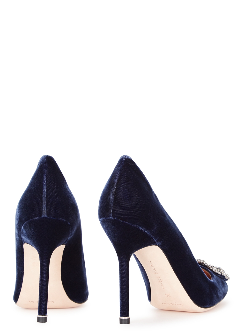 navy blue velvet pumps