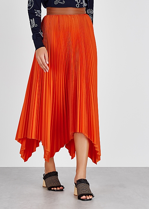 Orange pleated midi skirt - Loewe