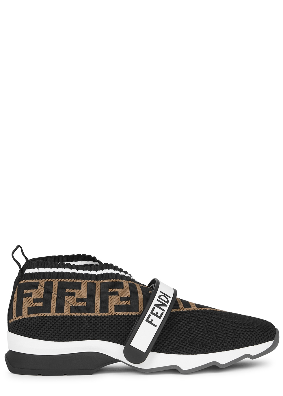 Fendi FF black textured-knit sneakers 