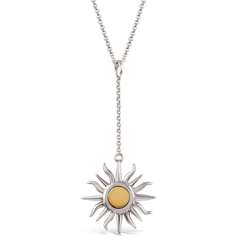 Dinny Hall Silver Sun Chain Charm With 9k Brushed Centre Pendant