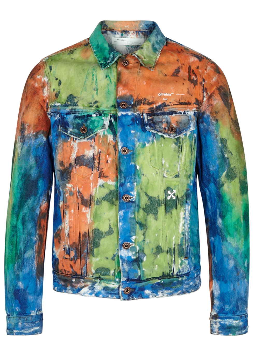 Off-White Paint-effect denim jacket - Harvey Nichols