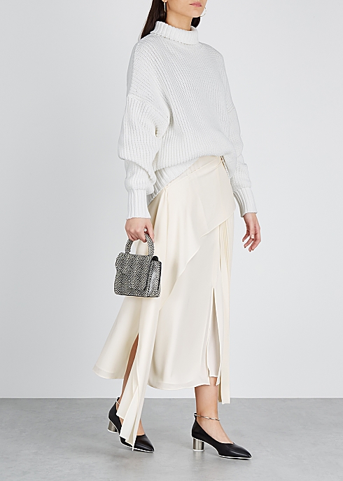Ivory pleated georgette skirt - BOSS