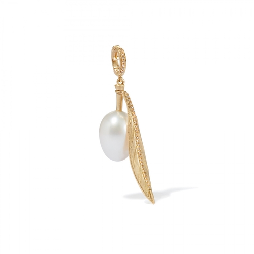 ANNOUSHKA 18CT GOLD PEARL OLIVE SEED CHARM,2866303