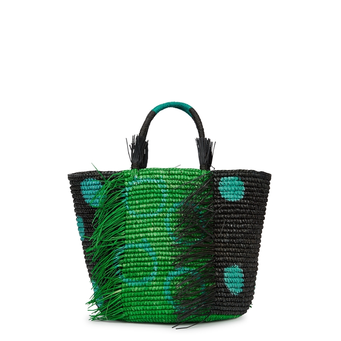 Sensi Studio Maxi printed straw basket bag