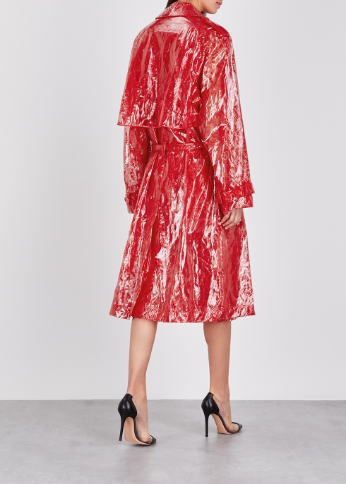 Red lace and PVC trench coat - Christopher Kane