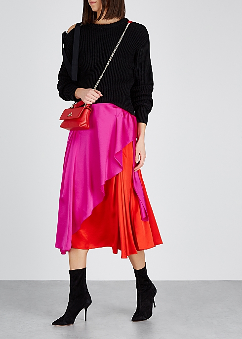 Two-tone draped satin skirt - Kenzo
