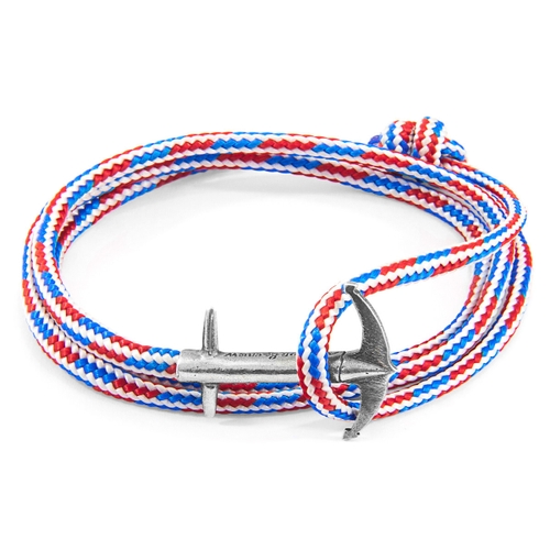 ANCHOR & CREW PROJECT-RWB RED WHITE AND BLUE ADMIRAL ANCHOR SILVER AND ROPE BRACELET,2948327