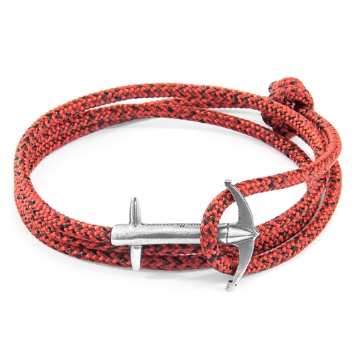 ANCHOR & CREW RED NOIR ADMIRAL ANCHOR SILVER AND ROPE BRACELET,2948326