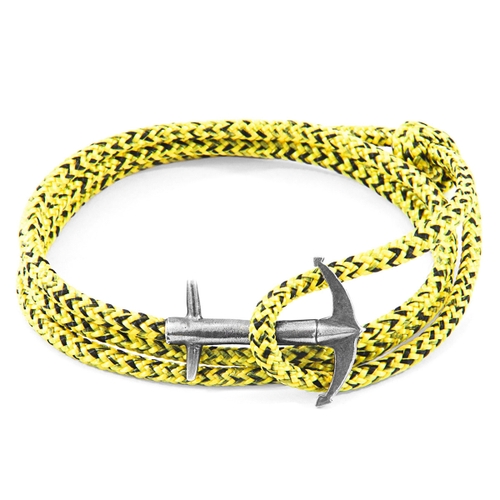 ANCHOR & CREW YELLOW NOIR ADMIRAL ANCHOR SILVER AND ROPE BRACELET,2948325