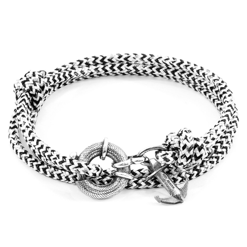 ANCHOR & CREW WHITE NOIR CLYDE ANCHOR SILVER AND ROPE BRACELET,2948456