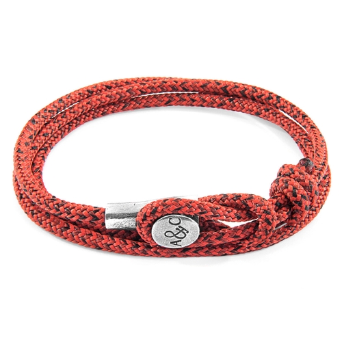 ANCHOR & CREW RED NOIR DUNDEE SILVER AND ROPE BRACELET,2948570