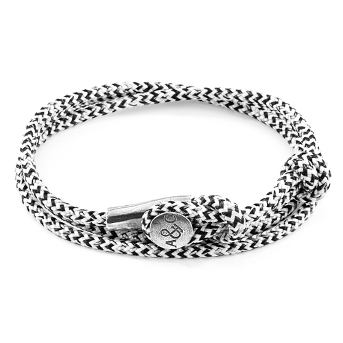 ANCHOR & CREW WHITE NOIR DUNDEE SILVER AND ROPE BRACELET,2948567