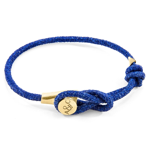 ANCHOR & CREW AZURE BLUE DUNDEE 9CT YELLOW GOLD AND STINGRAY LEATHER BRACELET,2948642