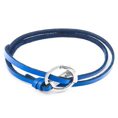 ANCHOR & CREW ROYAL BLUE KETCH ANCHOR SILVER AND FLAT LEATHER BRACELET,2948704