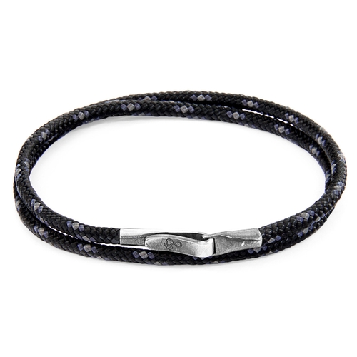 ANCHOR & CREW BLACK LIVERPOOL SILVER AND ROPE BRACELET,2948766