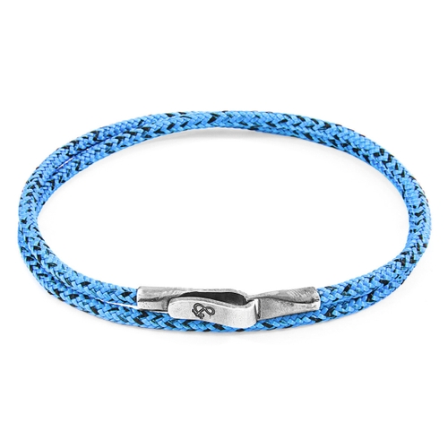ANCHOR & CREW BLUE NOIR LIVERPOOL SILVER AND ROPE BRACELET,2948751
