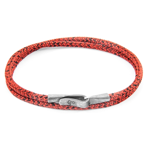 ANCHOR & CREW RED NOIR LIVERPOOL SILVER AND ROPE BRACELET,2948761