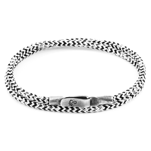 ANCHOR & CREW WHITE NOIR LIVERPOOL SILVER AND ROPE BRACELET,2948747