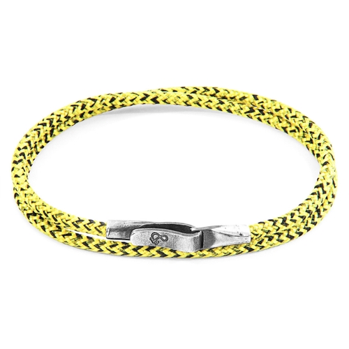 ANCHOR & CREW YELLOW NOIR LIVERPOOL SILVER AND ROPE BRACELET,2948755