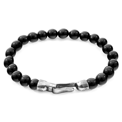ANCHOR & CREW BLACK ONYX OUTRIGGER SILVER AND STONE BRACELET,2948907