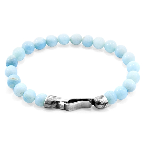 ANCHOR & CREW TURQUOISE AMAZONITE OUTRIGGER SILVER AND STONE BRACELET,2948881