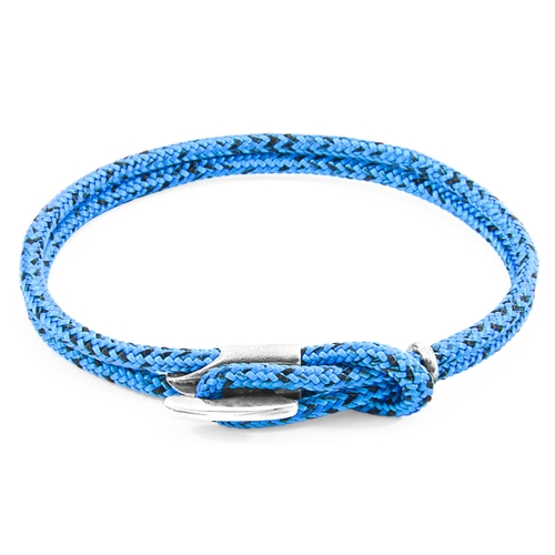 ANCHOR & CREW BLUE NOIR PADSTOW SILVER AND ROPE BRACELET,2948966
