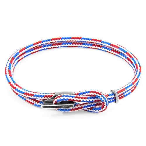 ANCHOR & CREW PROJECT-RWB RED WHITE AND BLUE PADSTOW SILVER AND ROPE BRACELET,2948977