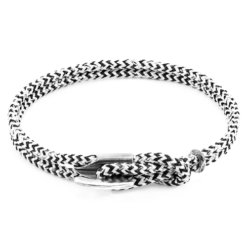 ANCHOR & CREW WHITE NOIR PADSTOW SILVER AND ROPE BRACELET,2948959